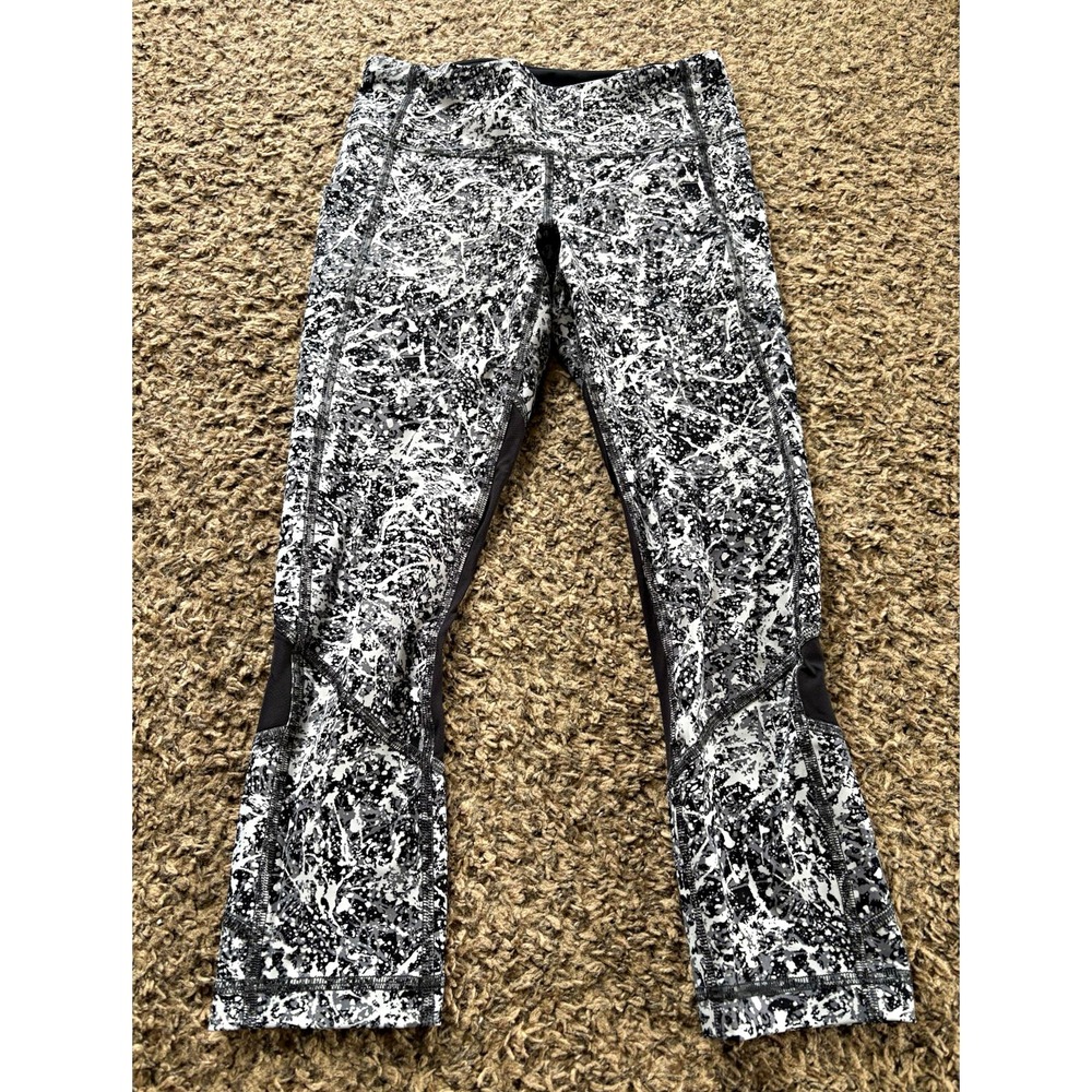 Lululemon Pace Rival Crop *22" Paint Splash Silver Drop Multi / Black size 4